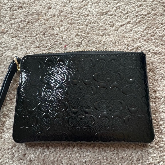 COACH Black Embossed Wristlet - Picture 2 of 3